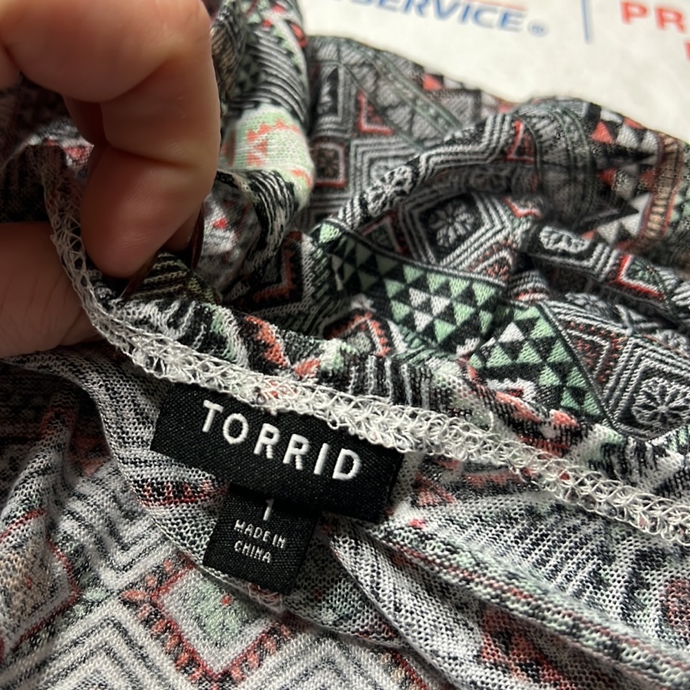 Torrid Plus Size Geo Print Hacci Knit Dolman Open… - image 3